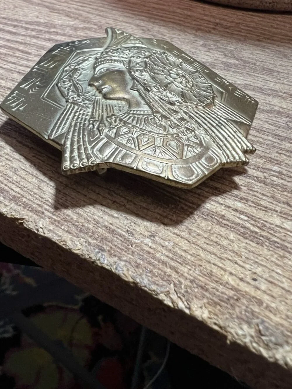 1940 RARE Lady Of Elche Brass Belt Buckle Goddess Witchy Ancient Female Power 3
